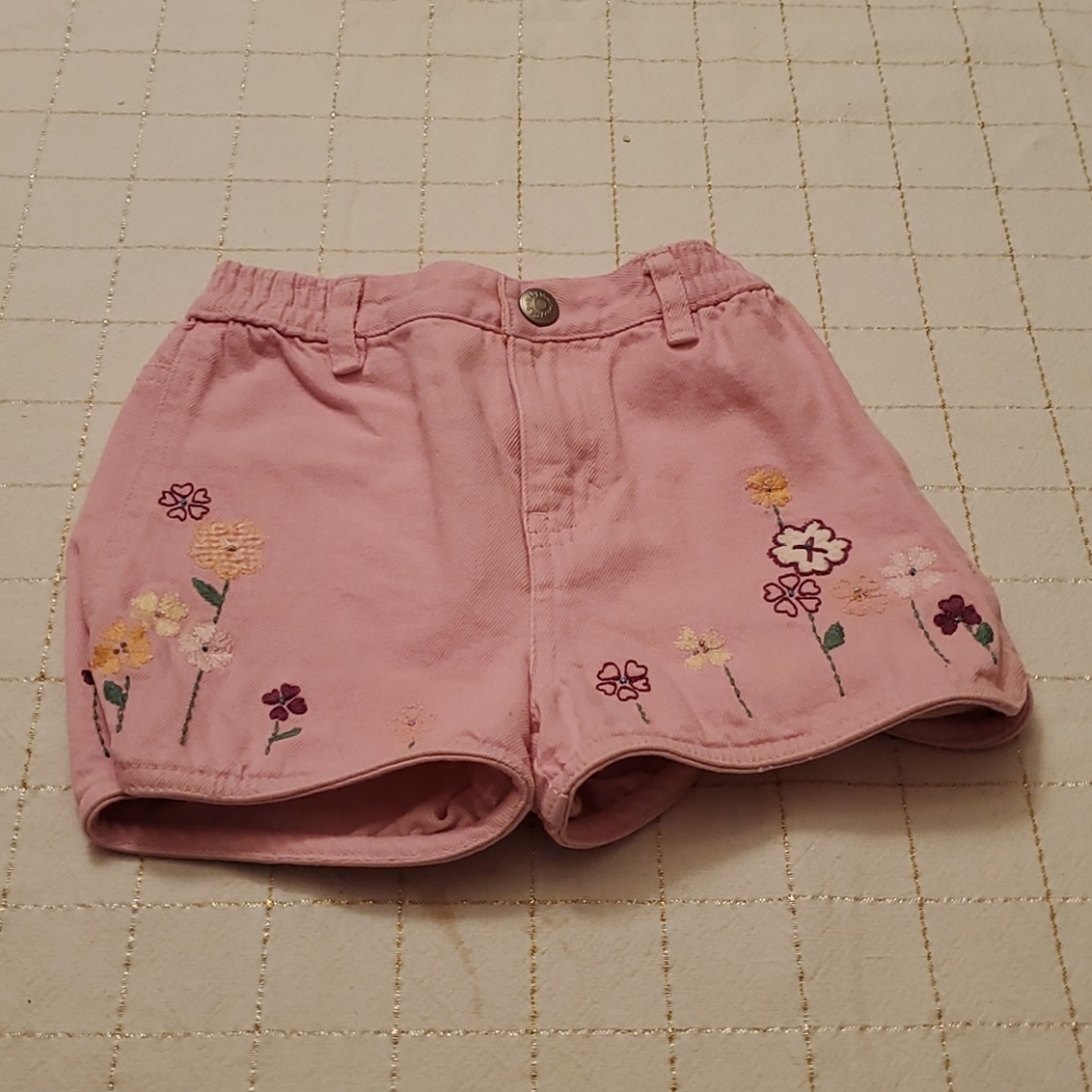 Baby gap Jean shorts pink with flowers